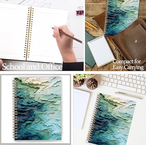 GDJIEGBC Teal Abstract Textured Ocean Wave Notebook 5.5x8.3in - color: Color E
