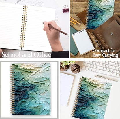 GDJIEGBC Teal Abstract Textured Ocean Wave Notebook 5.5x8.3in - color: Color E