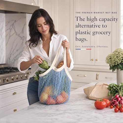 PILLOWPIA French Market Bag – Organic Cotton Tote, Handcrafted Adjustable Strap, Eco-Friendly 12-15" Farmers Market Carrier - color: Goldenrod