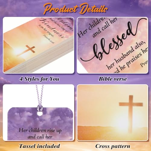 Chiisong 50 Sets Christian Bookmark for Women Bulk Religious Bible Verse Gift for Godmothers Day Christian Gift Inspirational Scripture Bookmarks with Tassel for Women Church Mom Mother