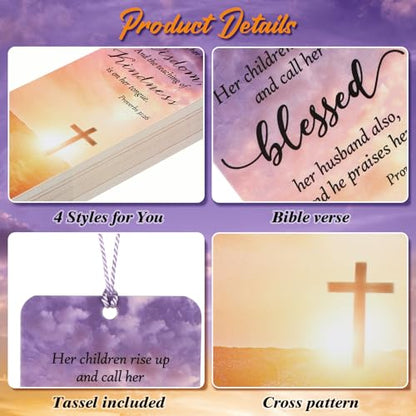 Chiisong 50 Sets Christian Bookmark for Women Bulk Religious Bible Verse Gift for Godmothers Day Christian Gift Inspirational Scripture Bookmarks with Tassel for Women Church Mom Mother