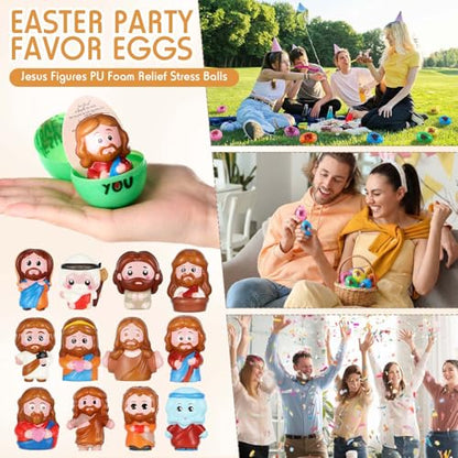 VioraWhite 24 Set Jesus Loves You Easter Eggs with Mini Balls, Special - style: Special
