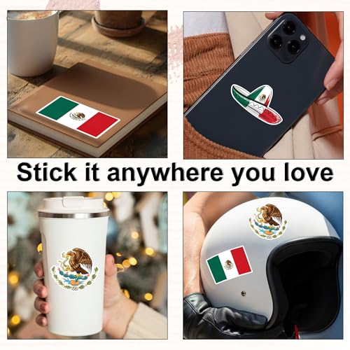 [3PCS] Mexico Flag Sticker Country Decal with Sombrero Hat and Eagle - color: Mexico Flag