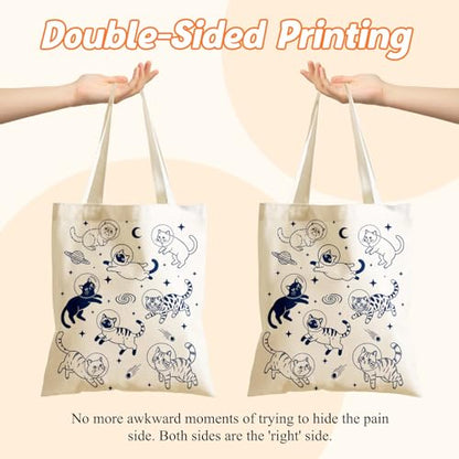 Aesthetics Canvas Tote Bag - Art Design Gift for Women, Reusable Purse Tote Bag with Inner Zip Pocket - style: Cat-05