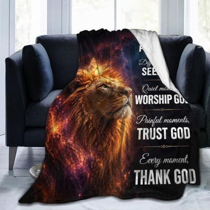 Lion of Judah Blanket, Christian Gift for Men, Faith Throw Blanket - color: Lion Galaxy