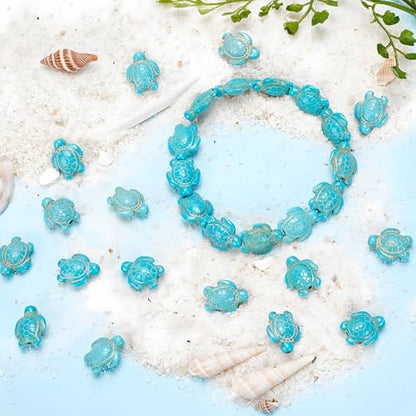 100Pcs Blue Turquoise Turtle Gemstone Loose Spacer Beads for Jewelry Making - color: Blue Turtle 14x18mm