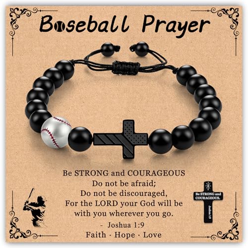Trinckle Cross Bracelet for Men, Soccer Baseball Gifts for Teen Boy - color: Baseball Bracelet