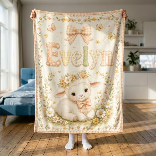 Personalized Baby Blanket With Name, Custom Baby Blankets, Sheep Design - color: Sheep