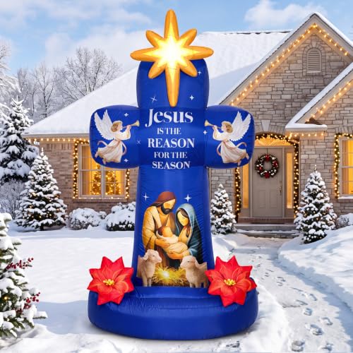7 FT Christmas Inflatables, Nativity Scene Outdoor Christmas Decorations