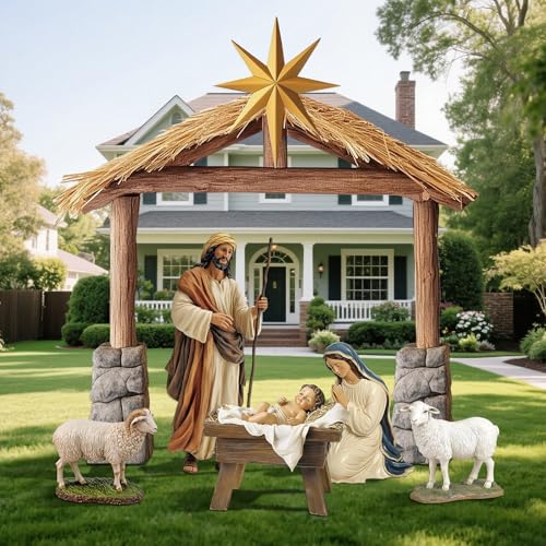6 Pcs Christmas Nativity Scene Set 81" Tall Outdoor Nativity Scene