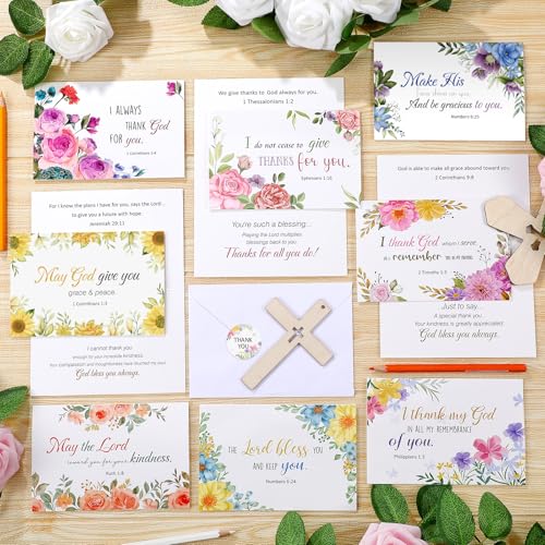 24 Pack Christian Thank You Appreciation Cards, Flower - style: Flower