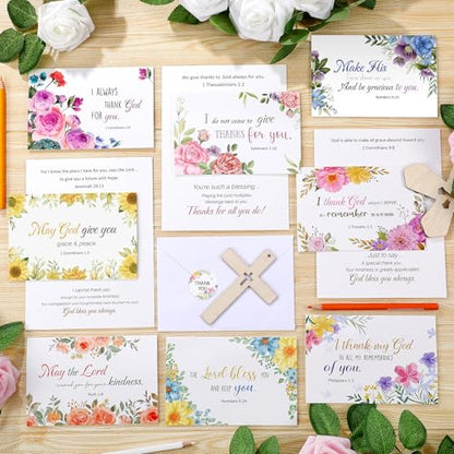 24 Pack Christian Thank You Appreciation Cards, Flower - style: Flower