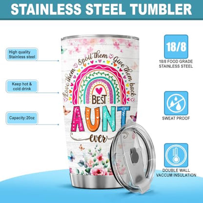 Auntie, Aunt Gifts, Tumbler 20 Oz With Lid And Straw, Best Aunt Like Mother - color: Aunt