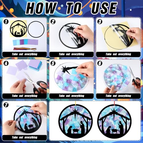 Eersida 32 Pcs Christmas a Suncatcher Craft Kit Stained Glass DIY - style: Christmas A