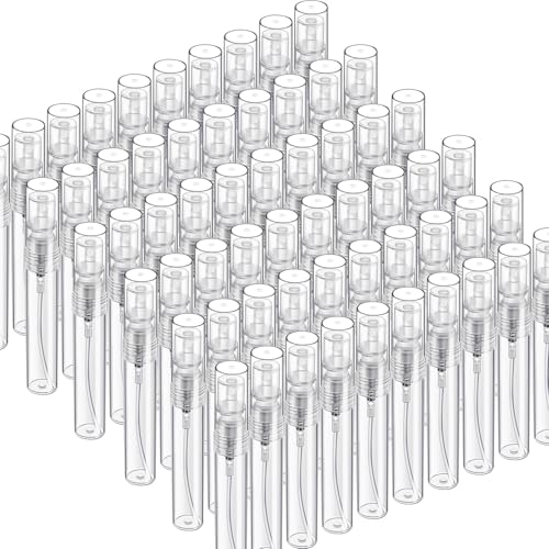 Fandamei 60PCS 5ml Mini Spray Bottle, Mini Clear Plastic Spray Bottle Empty, Fine Mist Refillable Mini Perfume Bottle, Perfume Atomizer, Small Empty Sample Containers, Plastic Portable Travel Bottle - size: 5ml