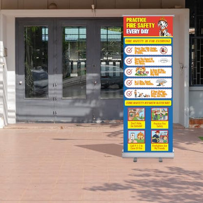 Ceenna 24 x 63 Inch Fire Safety Education Retractable Banners - style: Fire Safety
