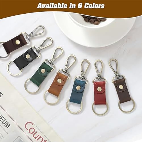 Jack&Chris Genuine Leather Keychain, Small Keychain for Man and Women, Key Holder Mens Belt Key Chain Ring, Red Brown - color: 3pack-red Brown