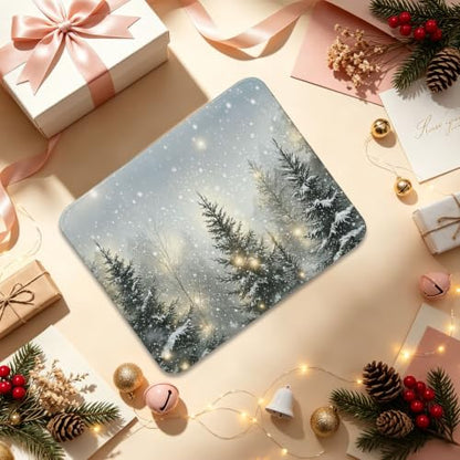 UTELKA Winter Pine Tree Mouse Pad, Christmas Tree Snowy Mousepad for Desk - color: Winter Pine Tree, size: 10.2L x 8.2W inches