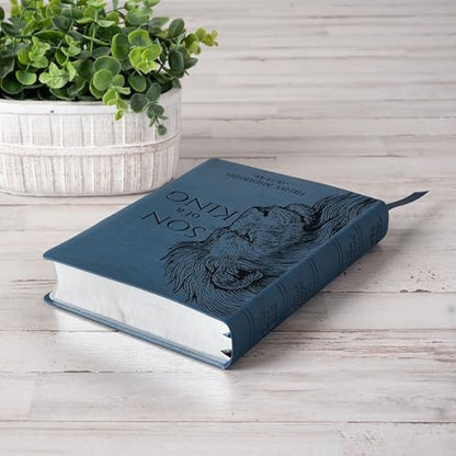 Personalized NASB Wide-Margin Bible, Son of a King Lion Design, Custom Engraved Name, Christian Gift, Baptism Gift, Bible Gift for Him
