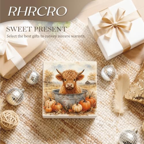Rustic Fall Highland Cow Decor Wooden Box Sign - color: Fall-18
