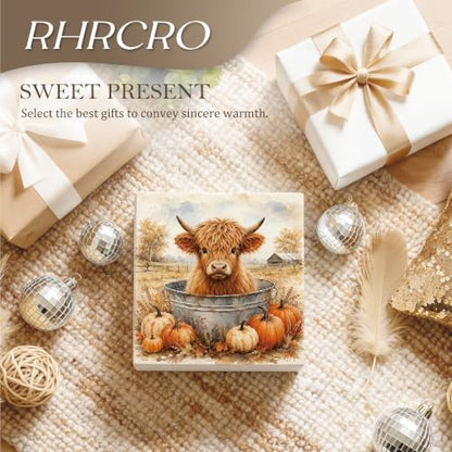 Rustic Fall Highland Cow Decor Wooden Box Sign - color: Fall-18