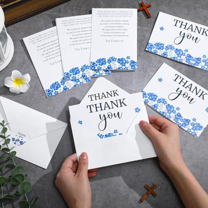 Marspark 25 Pack Funeral Thank You Cards Sympathy Envelopes, Forget Me Not - style: Forget Me Not