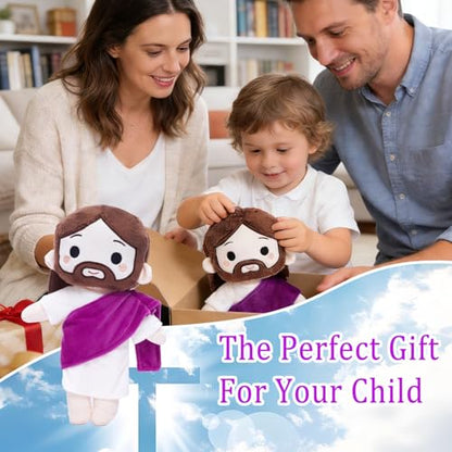 Jesus Plush Doll Jesus Stuffed Bible Doll Christian Plushie Gifts for Easter Christmas Church Religious Gifts for Kids Adults(Purple) - color: Purple