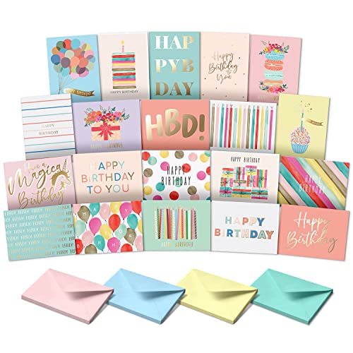 Sweetzer & Orange Happy Birthday Cards with Envelopes & Assortment Box. Variety Set of 20 Assorted Birthday Cards with Envelopes, Perfect Bulk Pack for Celebrations, Special Occasions, Friends - color: Fun