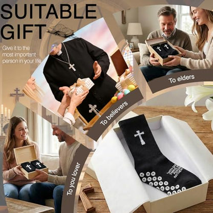 3 Pair Grip Christian Soccer Socks,Easter,Christmas Gift for Men - color: Matthew 19:26 - Black
