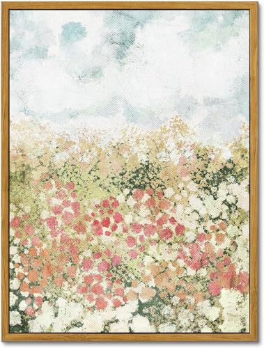 KBKBART Framed Country Wildflower Canvas Wall Art Spring Flower Prints - color: Spring Flower, size: 24"L x 16"W