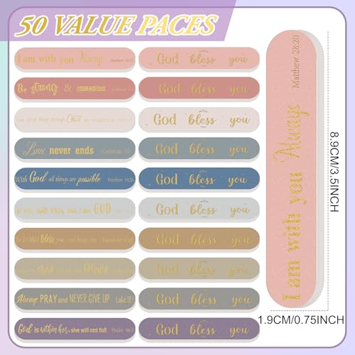 100 Christian Gifts for Women Bulk, Boho Bible Scripture Nail Files - style: Simple