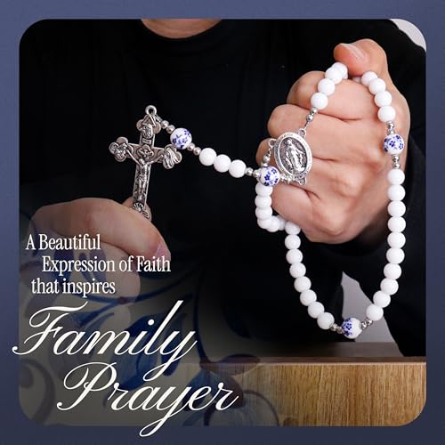 Handmade Catholic Rosary Beads - color: white