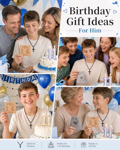 9–13 Year Old Boy Birthday Gifts Idea, Cross Necklace for Boys - style: 11th birthday