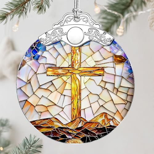 Catholic Cross Ornament, Christian Christmas Ornament, Christmas Tree Ornament, Religious Home Decor, Christian Gifts for Her, Religious Gifts, Gift Exchange, Gift Idea - Pattern B - color: Cross Pattern B
