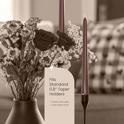 Leor & Lair Brown Taper Candles, 12 Pack, 10" Fall Candlesticks - color: Brown