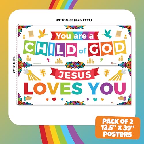 Sproutbrite 2 Pack 13.5"x39" Sunday School Posters & Educational Charts - color: Sunday Poster