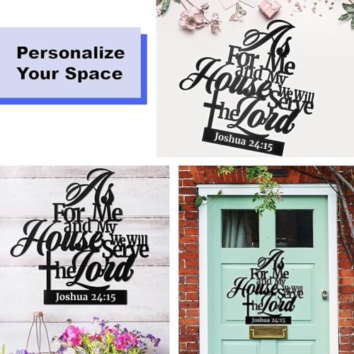 Metal Christian Wall Decor As for me and My House We Will Serve the Lord 16.5 x12.5 Inch Religious Wall Sign Scripture Black Bible Verses Family Wall Art Holy Wall Hanging Decoration for Home Inspirational Jesus Wall Plaque for Kitchen Bathroom Bedroom Ha