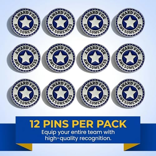 TCDesignerProducts Award for Awesomeness Blue/Silver Appreciation Award Pins, 12 Count