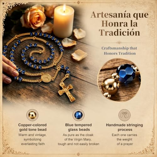 Catholic Rosary,Our Lady Of Guadalupe Centerpiece and Crucifix - color: Gold Tone