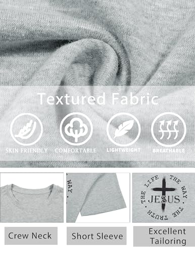 Christian Jesus Faith Shirts Men: The Way The Truth Life Cross Graphic Tee - color: Light Gray, size: Small