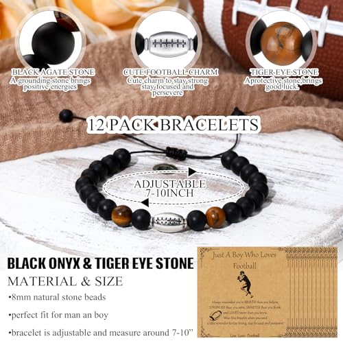 12 Set Sport Adjustable Bracelets Gift - color: Black, size: Football