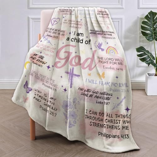 Inspirational Christian “I am a Child of God” Blanket Gifts for Women Mom - color: Inspirational Christian, size: 50"x60"