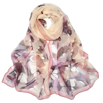 Pokeedioty Scarfs for Women Lightweight Fashion Scarves Elegant Floral Pattern Sheer Scarfs Sunscreen Shawls Wraps - color: P 0133