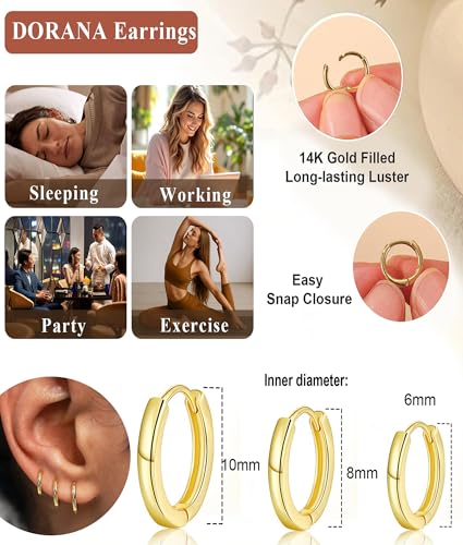 3Pairs Gold Cross Earrings for Women Hoops Huggie Earrings Stack Set - color: Gold-9