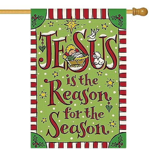 AVOIN colorlife Christian Christmas Nativity House Flag 28x40 Inch - size: House Size-28 x 40"