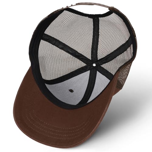 Faith Over Fear Christian Hats for Men Women, American Flag Trucker Hat, Religious Gifts for Thanksgiving Christmas - color: Brown