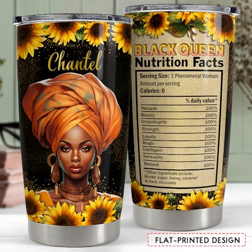 SANDJEST Personalized Black Queen Tumbler Faith Women Bible 20oz 30oz Tumblers with Lid Gift for African American Girl Encouragement Birthday - color: Black Woman 3