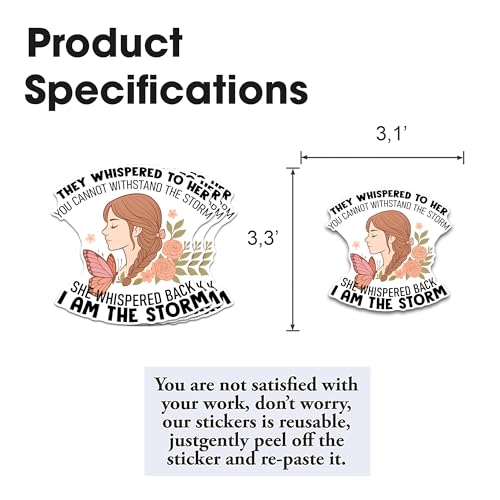 They Whispered to Her You Cannot Withstand The Storm Sticker 3Pcs Decals Vinyl Waterproof - Journaling Christian Jesus Sticker for Water Bottles, Phone Laptop - color: Holo Storm