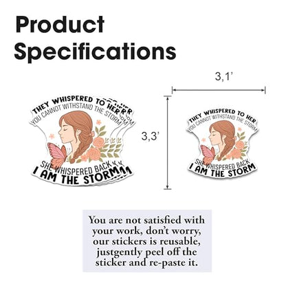 They Whispered to Her You Cannot Withstand The Storm Sticker 3Pcs Decals Vinyl Waterproof - Journaling Christian Jesus Sticker for Water Bottles, Phone Laptop - color: Holo Storm