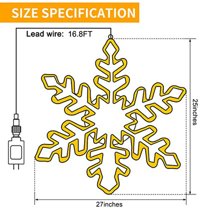 27" Christmas Big Snowflake Lights Outdoor Large Lighted Snowflake Plug in - color: Warm White-27"